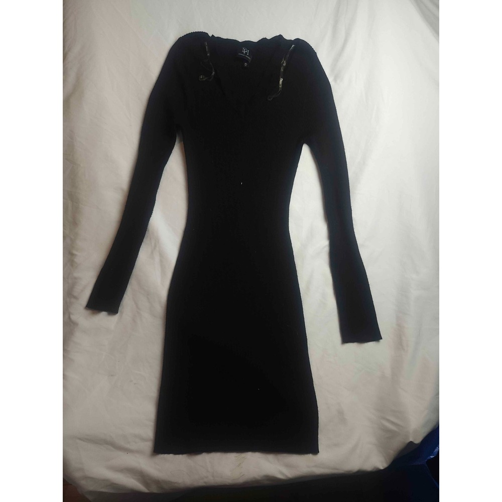 Derek Heart Bodycon Sweater Dress XL Black Whimsigoth Dark Coquette Ribbed Knit